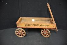 Starr Coaster Artillery Wheel Child's Wagon w/Wooden Spoked Wheels; Good Condition; Box is 28"x11".