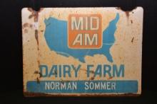 Mid Am Dairy Farm, Norman Sommer Double-Sided Advertising Sign; Rough; 32"x24"
