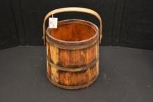 Vintage Wooden Sugar Bucket; No Lid