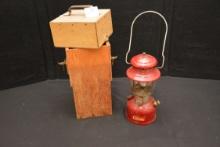 1960s Coleman Lantern w/Wooden Carrying Case
