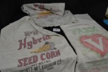3 Vintage Corn Cloth Seed Sacks