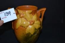 Roseville No. 102-6 Clematis Brown Double-Handled Vase