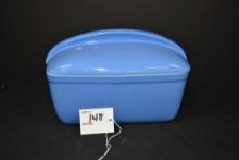 Contemporary Hall Blue Covered Bread Baking Dish; Small Crack in Side