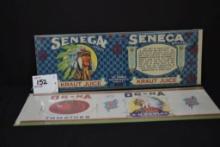 Pair of Contemporary Paper Label Advertisements for Seneca & Og-Nu Juice
