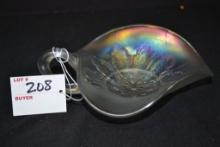 Dugan Co. White Carnival Leaf and Rays Handled Nappy Dish