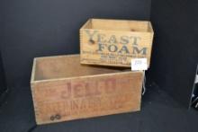 Pair of Vintage Wooden Crates including Yeast Foam and Jell-O