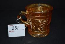 Dugan Co. Marigold Carnival Mug Embossed with Grapes and Leaves