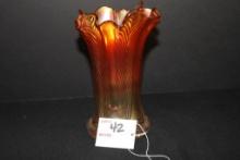 Northwood Marigold Carnival Feathers 7" Vase