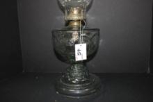 Queen Anne No. 2 Clear Glass Drape and Aztec Design Lamp w/Chimney; 19"