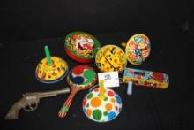 Group of Vintage Child's Tin Noisemakers