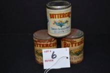3 Vintage 2" Buttercup Sweet Scotch Snuff Tins