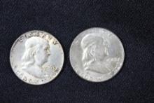 1963 and 1963-D Franklin Half Dollars; AU; 2xBid
