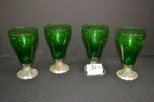 Set of 4 Anchor Hocking Forest Green Boopie Bubble Water Glasses; 5-3/4" Tall