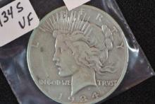 1934-S Peace Dollar; VF