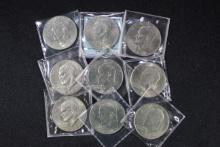 Group of 9 - 1970s Eisenhower Dollars; AU