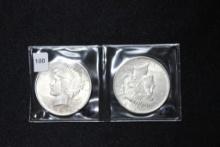 2 - 1922 Peace Dollars; AU; 2xBid