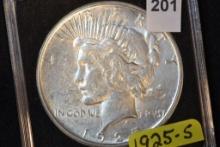 1925-S Peace Dollar; Unc.