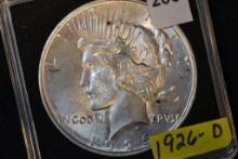 1926-D Peace Dollar; Unc.