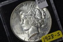 1928-S Peace Dollar; Unc.