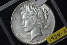 1934-S Peace Dollar; Unc.