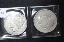 2 - 1923-D Peace Dollars; VF; 2xBid