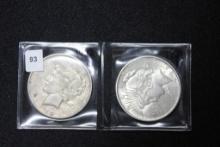 2 - 1922-D Peace Dollars; XF; 2xBid