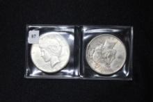 2 - Peace Dollars including 1922 and 1922-S; XF; 2xBid