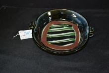 Handmade Art Nouveau Glazed Dish; 9"