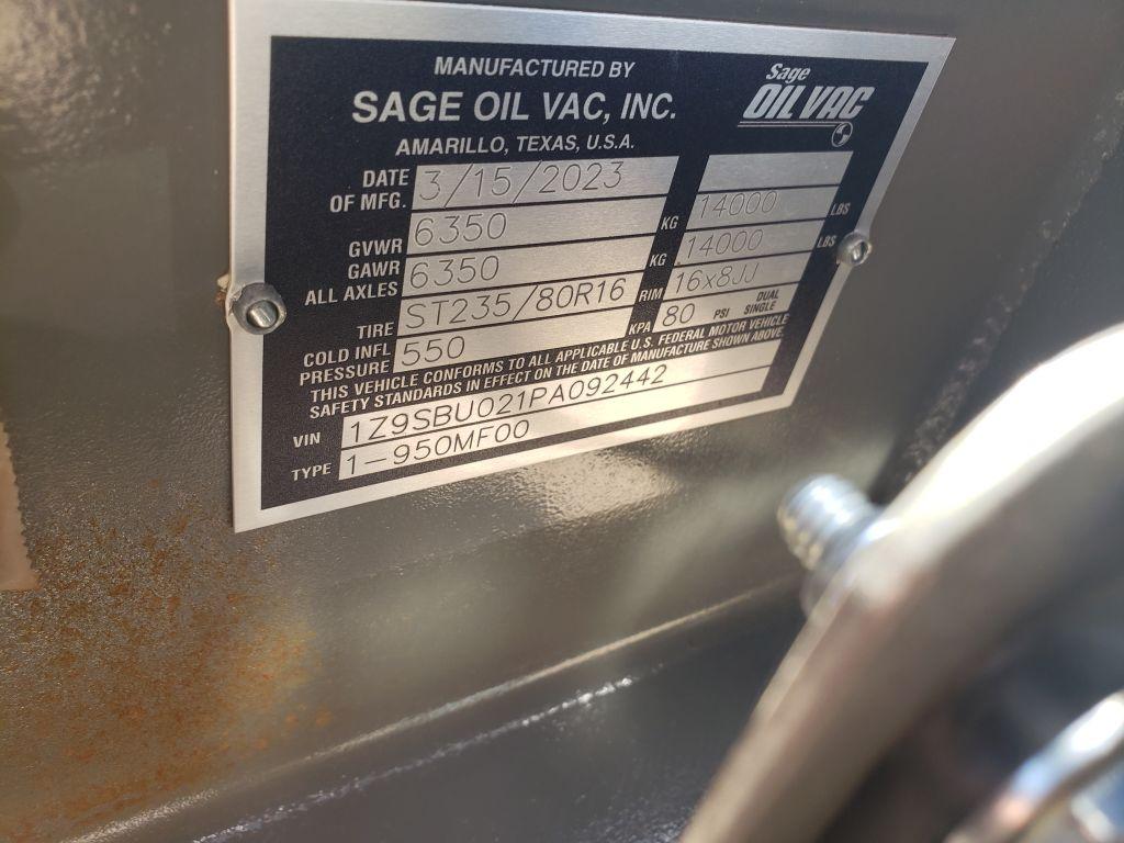 2023 SAGE OIL VAC, INC Sage Trailer 950 Gallon Fuel Trailer Trailer