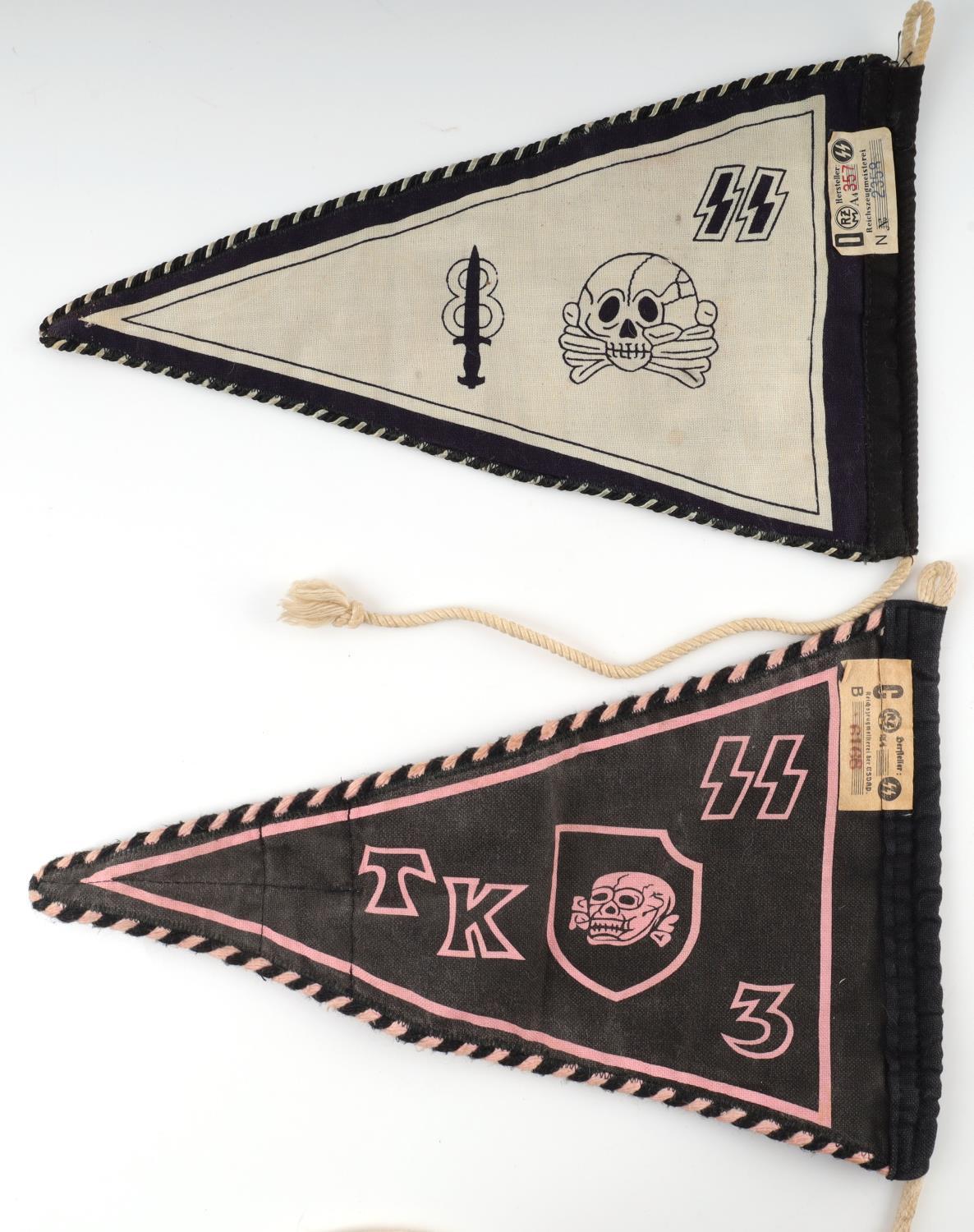 LOT OF 2 WWII GERMAN SS DIVISIONAL PENNANTS