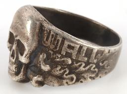 WWII GERMAN WEST WALL CANTINE RING IN SILVER
