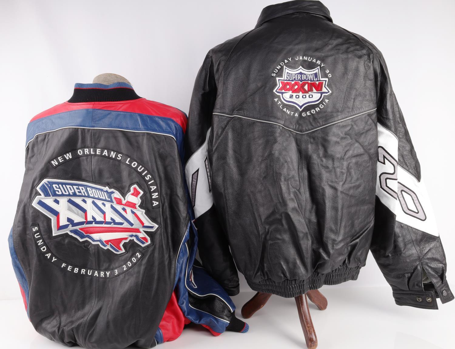 2 LEATHER SUPER BOWL JACKETS NEW ORLEANS ATLANTA