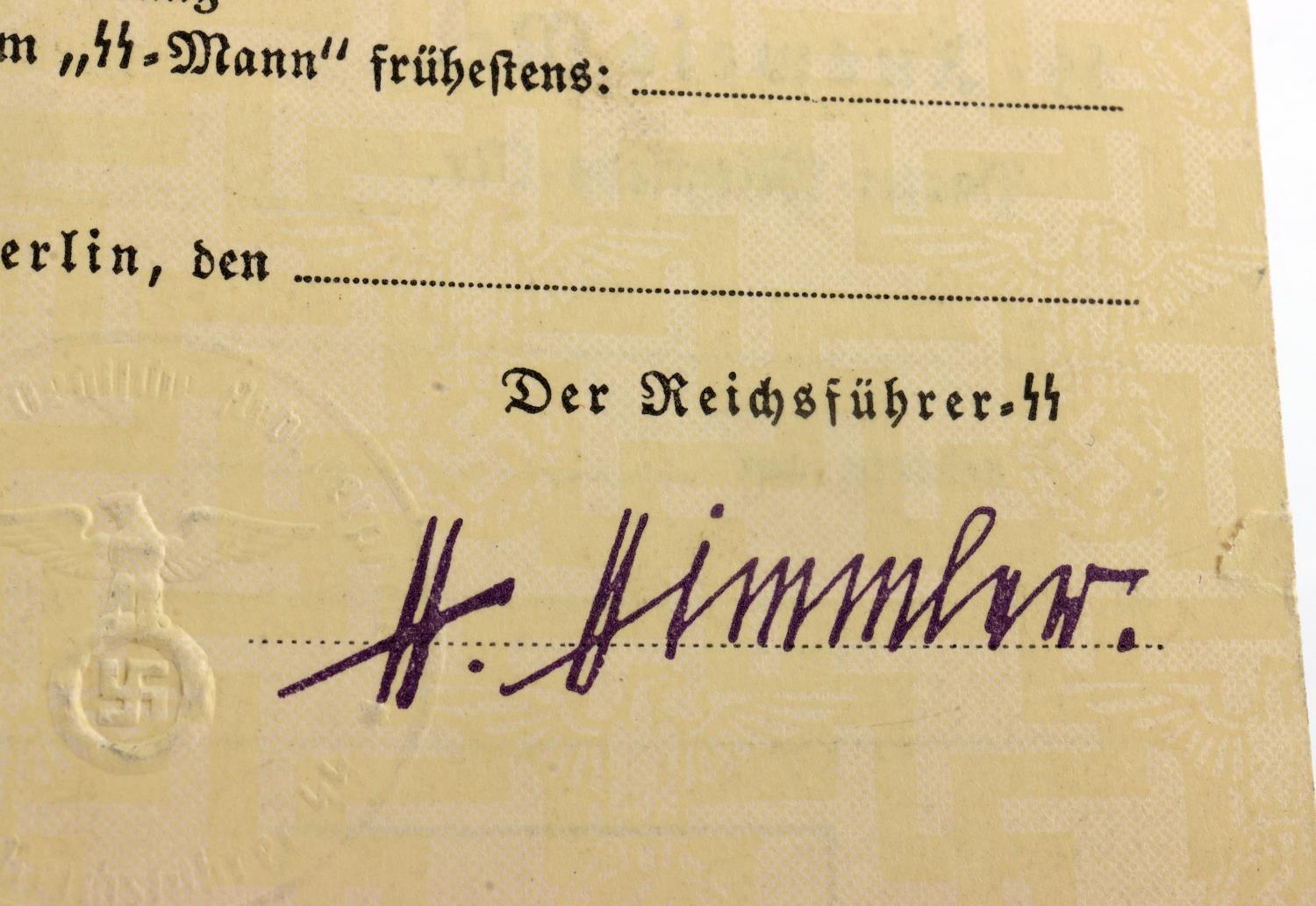 WWII GERMAN SS NSDAP HIMMLER SIGNED BLANK AUSWEISS