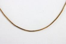 14K YELLOW GOLD BOX CHAIN NECKLACE 18 INCH