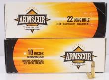 1000 ROUNDS OF .22LR ARMSCOR HOLLOW POINT AMMO
