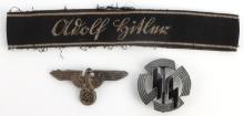 LOT OF 3 WWII GERMAN ADOLF HITLER CUFF & MORE