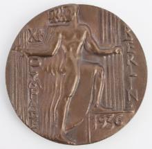WWII GERMAN 1936 BRONZE OLYMPIC TABLE MEDALLION