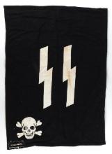 WWII GERMAN REICH SS TOTENKOPF SKULL BANNER FLAG