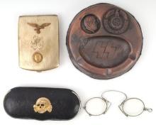 LOT OF 3 WWII GERMAN THIRD REICH CASES AND ASHTRAY
