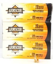 1500 ROUNDS OF .22 LR ARMSCOR HP HIGH VELO. AMMO