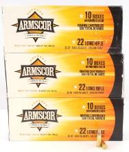 1500 ROUNDS OF .22 LR ARMSCOR HP HIGH VELO. AMMO