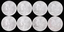 LOT OF 8 SILVER 1 OZT .999 FINE MERCURY ROUNDS
