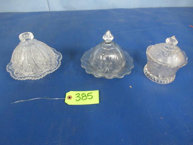 2 GLASS BUTTER DISHES
