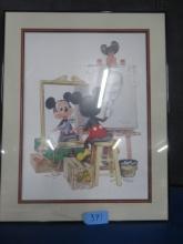 SIGNED MICKEY MOUSE PRINT BY T BOYER  36 X 26