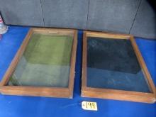 2 GLASS DISPLAY CASES  17 X 26 AND 25 X 19
