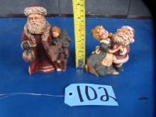 2 ANN PICKARD OLD WORLD SANTA FIGURINES  1991