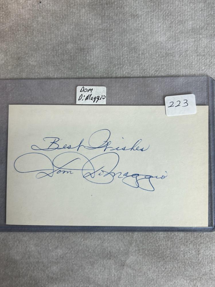 (6) Signed 3 x 5 Index Cards - Dom DiMaggio, Lewis, Vernon, Stewart, Baumholtz, and Ferriss