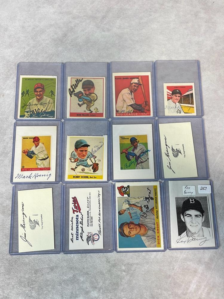 (12) Signed Reprint Cards and Business Cards with HOFers