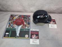 Terry Francona signed mini helmet and color 8X10, both JSA