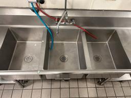 Win-Holt Stainless Steel Three Compartment Sink W/ Sprayer
